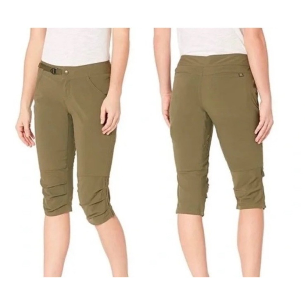 PrAna Jasmine Knicker Cropped Capri Pants Womens Sz 8 Olive Green Lightweight